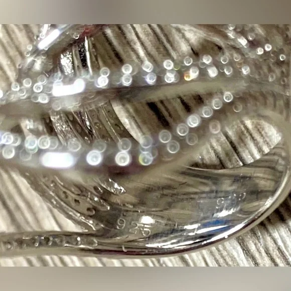 Italian Silver Sterling Silver Free-Form Crystal Full Finger Cage Ring, Size 5 - Picture 6 of 8